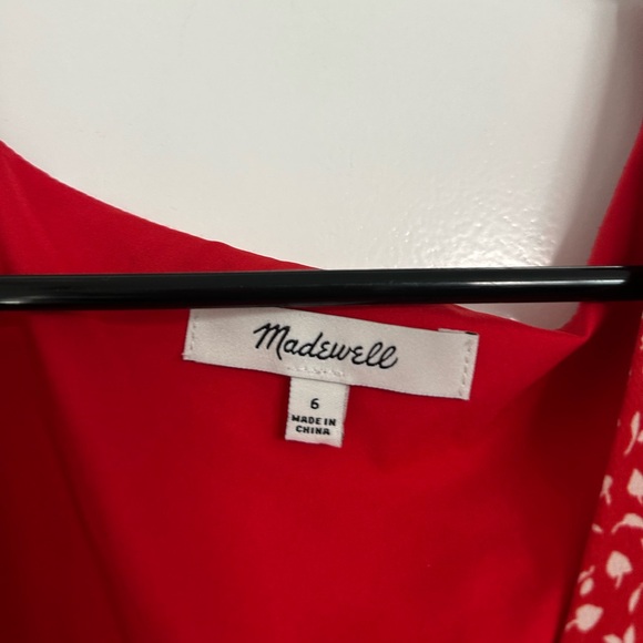 Madewell 100% Silk Floral Print Red Mini Dress Park Picnic size 8 retro boho - Picture 5 of 12